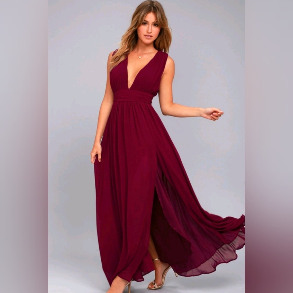 Lulu's Burgundy Heavenly Hues Maxi Dress